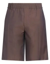 Burberry Bermuda Wool Shorts Loops Belt In Brown