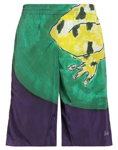 Burberry Man Shorts & Bermuda Shorts Green Size Xl Polyamide