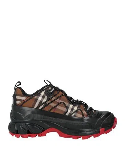 Burberry Man Sneakers Brown Size 9 Cotton, Polyamide, Polyurethane