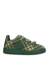 Burberry Textured Green Sneakers With Dynamic Stripes In Green