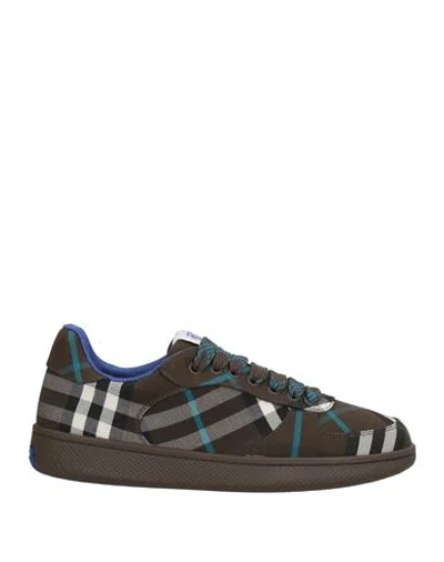 Burberry Man Sneakers Military Green Size 6 Polyester, Cotton In Multi