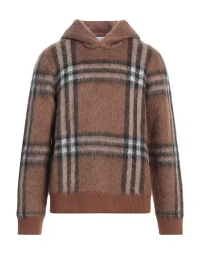 Burberry Exaggerated Check Wool Mohair Blend Hoodie In Brown Wool