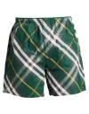 Burberry Green Check Print Swim Shorts In Green