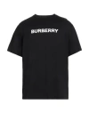 Burberry Men Black Crewneck T-shirt With Logo Lettering On The Front In Cotton Man In Black
