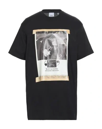 Burberry Man T-shirt Black Size Xl Cotton, Elastane