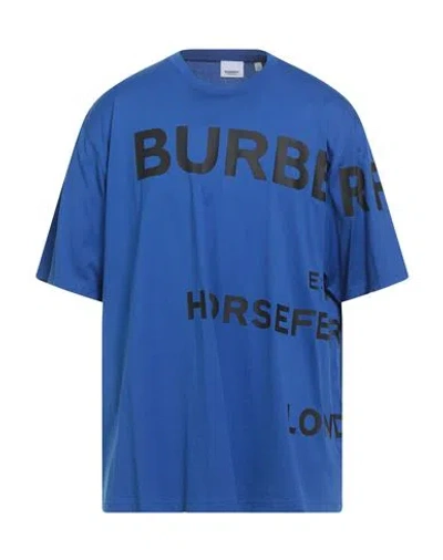 Burberry Man T-shirt Blue Size M Cotton, Elastane