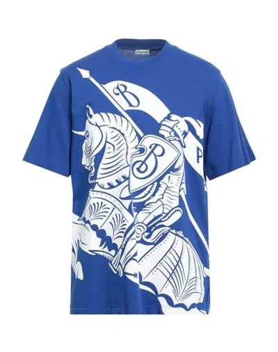 BURBERRY BURBERRY MAN T-SHIRT BLUE SIZE XXL COTTON, ELASTANE