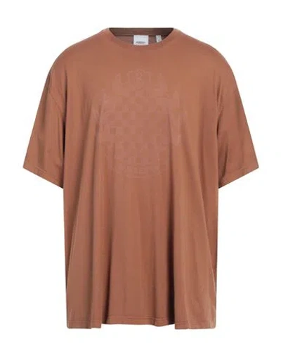 Burberry Man T-shirt Brown Size S Cotton, Elastane