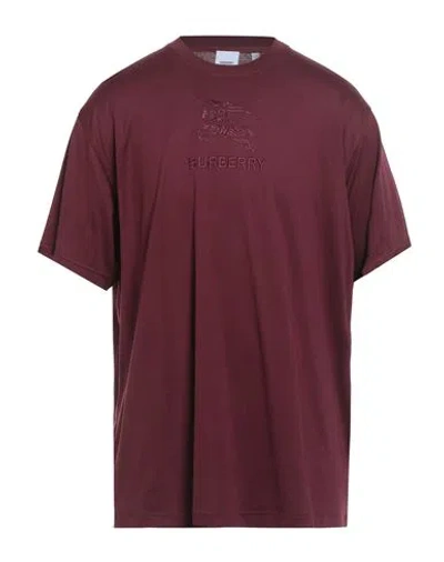 Burberry Man T-shirt Burgundy Size L Cotton In Brown