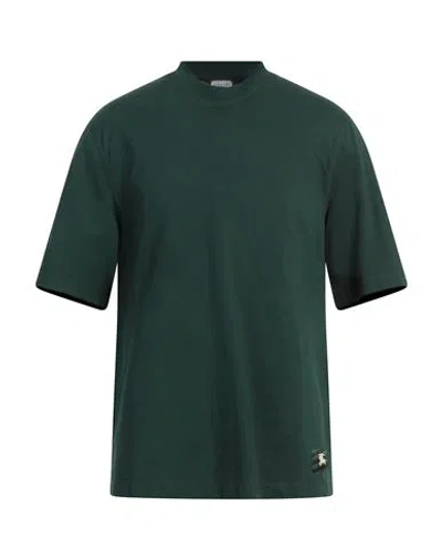 Burberry Man T-shirt Green Size L Cotton, Elastane