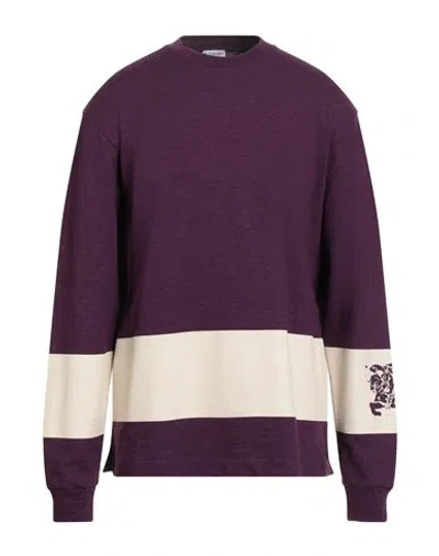 Burberry Man T-shirt Plum Size L Cotton, Elastane In Purple