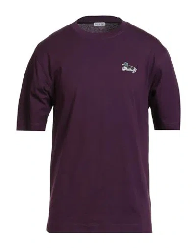 Burberry Man T-shirt Purple Size L Cotton, Elastane