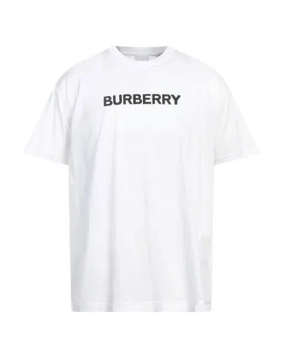 Burberry Man T-shirt White Size L Cotton, Elastane