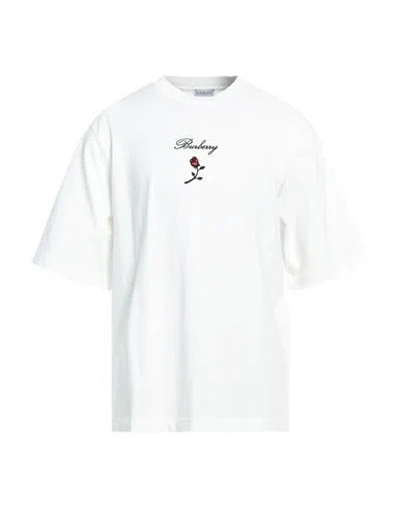 Burberry Man T-shirt White Size M Cotton, Elastane