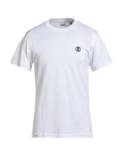 Burberry Man T-shirt White Size L Cotton, Elastane