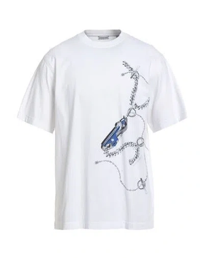 BURBERRY BURBERRY MAN T-SHIRT WHITE SIZE L COTTON, ELASTANE