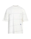 Burberry Striped T-shirt With Ekd Embroidery In White