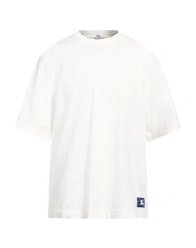 BURBERRY BURBERRY MAN T-SHIRT WHITE SIZE M COTTON, ELASTANE