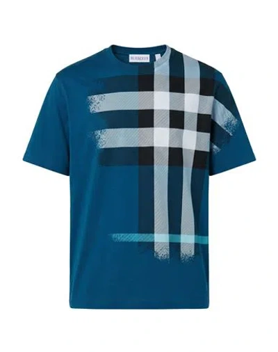 Burberry Man T-shirt Deep Teal Size Xl Cotton In Multi