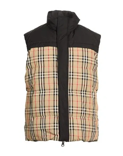 Burberry Man Vest Black Size M Polyamide In Brown