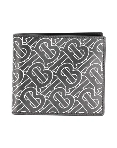 Burberry Man Wallet Black Size - Calfskin In Gray