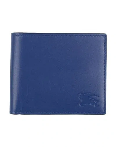 Burberry Man Wallet Blue Size - Leather