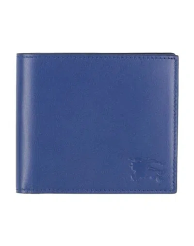 Burberry Man Wallet Blue Size - Leather