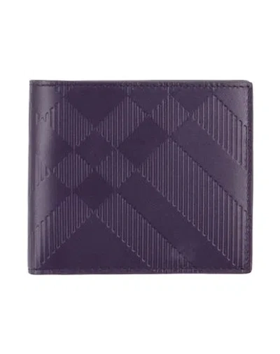 Burberry Man Wallet Dark Purple Size - Leather