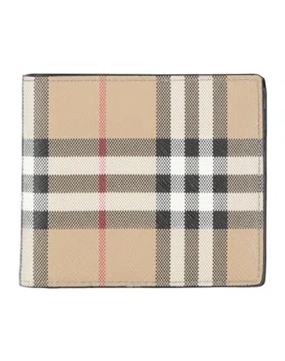 BURBERRY BURBERRY MAN WALLET SAND SIZE - COTTON, POLYURETHANE COATED
