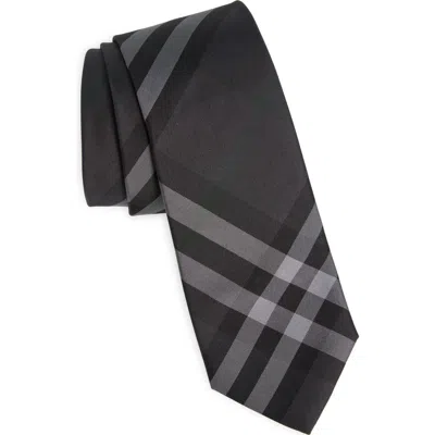 Burberry Mandston Check Silk Tie In Charcoal Ip Check