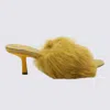 Burberry Jackie Shearling And Leather Mules In Manilla/hunter Ip Check
