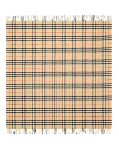 Burberry Check Wool Baby Blanket In Neutral