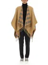 Burberry Mantella Reversibile In Lana Check In Brown