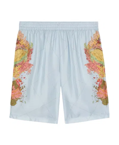 Burberry Map-print Silk Shorts In White
