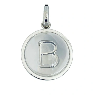 Burberry Marbled Resin B' Alphabet Charm In Palladium/mother-of-pearl In Metallic