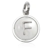 BURBERRY BURBERRY MARBLED RESIN F' ALPHABET CHARM IN PALLADIUM/MOTHER-OF-PEARL