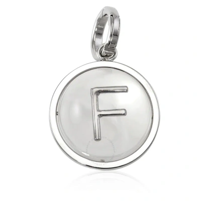 Burberry Marbled Resin F' Alphabet Charm In Palladium/mother-of-pearl