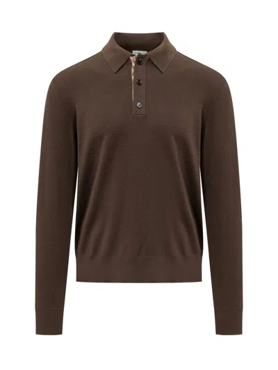 Burberry Marcus Long-sleeve Polo In Brown