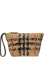 Burberry Margate Leather-trimmed Woven Raffia Clutch Bag In Brown