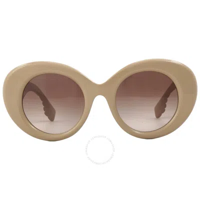 Burberry Margot Brown Gradient Round Ladies Sunglasses Be4370u 399013 49 In Beige / Brown