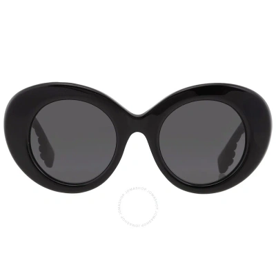 Burberry Margot Dark Grey Oval Ladies Sunglasses Be4370u 300187 49 In Black / Dark / Grey