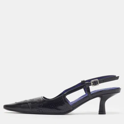 Pre-owned Burberry Maria Size 36 Black Leather Slingback Pumps