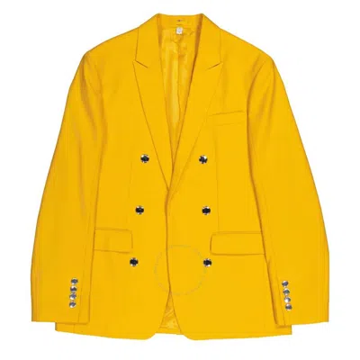 Burberry Marigold Tailored Wool Blazer Jacket In Gold Tone