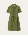 Burberry Marina Short-sleeve Belted Midi Trench Dress In Green