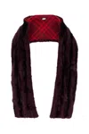Shop Burberry Maroon Fur Hood Scarf