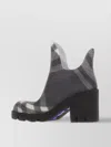 Burberry Marsh Check Rubber Rain Booties In Black