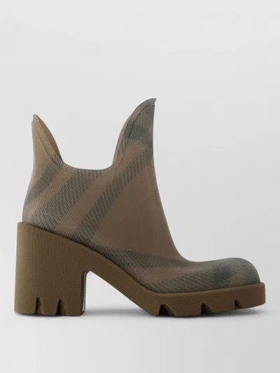 Burberry Marsh Ankle Boots Synthetic Chunky Heel In Brown