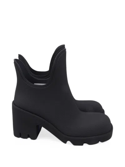 Pre-owned Burberry Marsh Ankle Rain Boots In Black