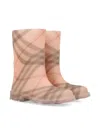 Burberry Rubber Check Marsh Boots In Pink
