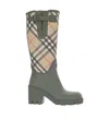 Burberry Checked Canvas-trimmed Tpu Rain Boots In Gray